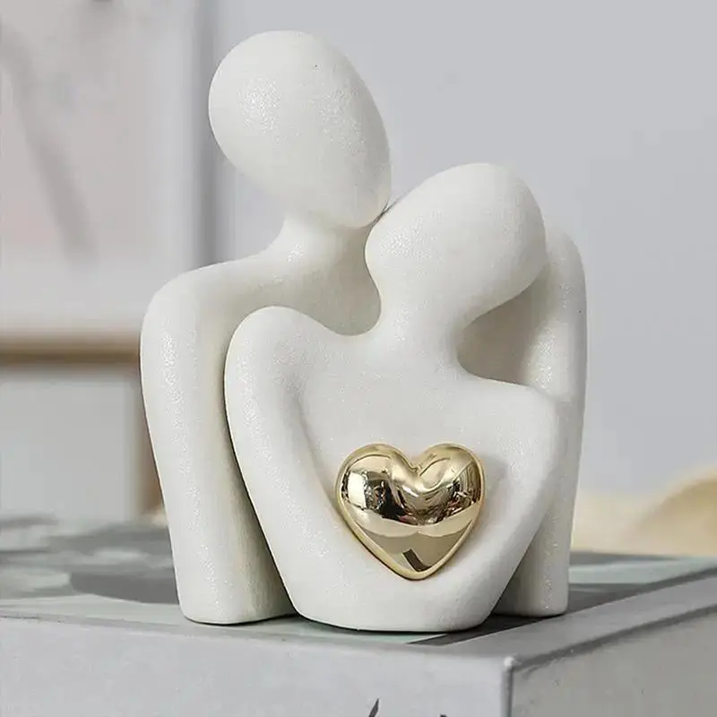 Abstract Couple Figurine, Abstract Figure Sculpture, 1 Count Modern Simple Decoration, Couple Embracing Art Ornament, Entrance Decoration, Home Decor for Living Room Bedroom, Home Decor Ornaments, Figurines Decor