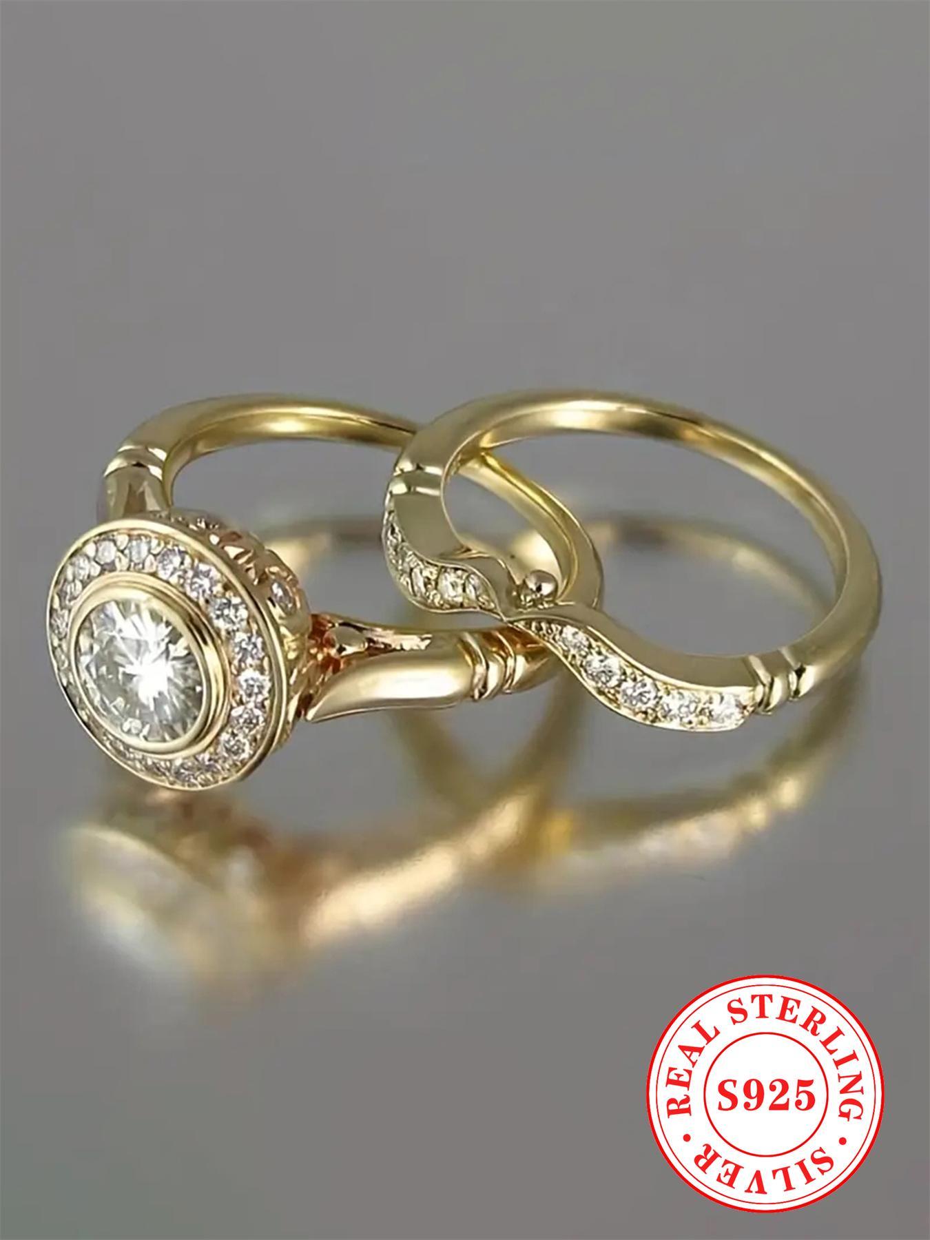 S925 Sterling Silver Fashion Ring Set, Engagement Ring Set, Fashion Jewelry for Party, Daily Clothing Decor, Trendy All-match & Exquisite Jewelry for Birthday Gift Silver Jewelry, Valentine's Day Gifts For Girlfriend