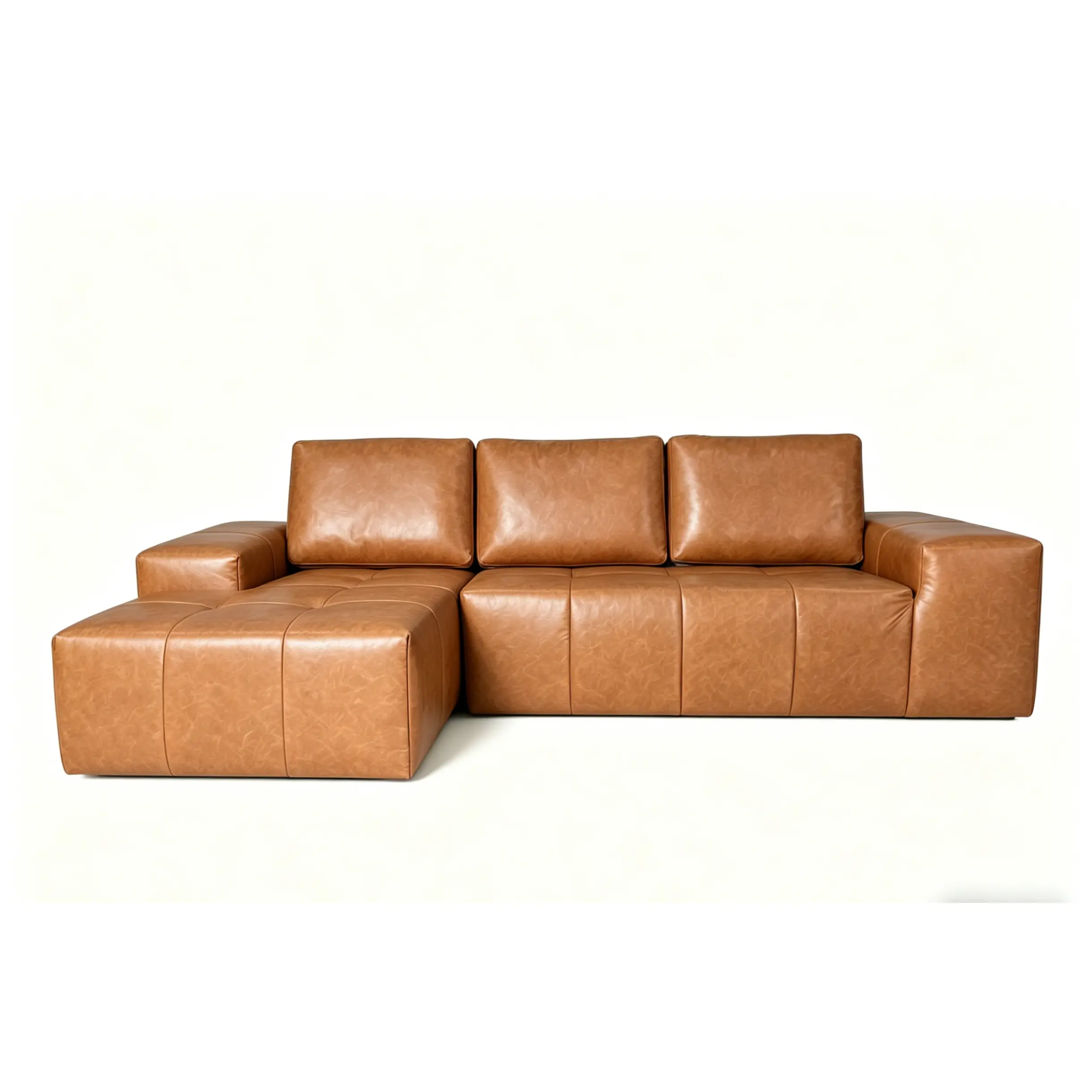 ARCH Boneless Cloud Sectional Couch for Living Room, Brown Faux upholstered L Shaped Sofa with Chaise, Deep Seat Modular Sofa, No Assembly Required Sofa in a Box, Left Facing, 1-Pack, Living Room Furniture for Apartment, Lounge, Family Room