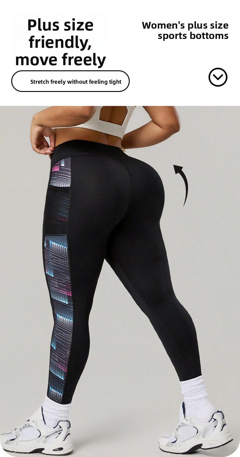 European and American cross-border Plus size yoga pants women's high-waisted peach buttocks tight running fitness pants quick-drying shark pants leggings
