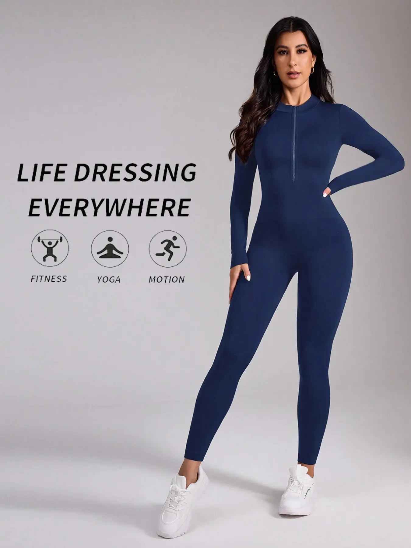 New High Waist Yoga Jumpsuit, Tight-Fitting Seamless Slimming Design, Professional Dance Training Sports Wear, 1 Piece Pack