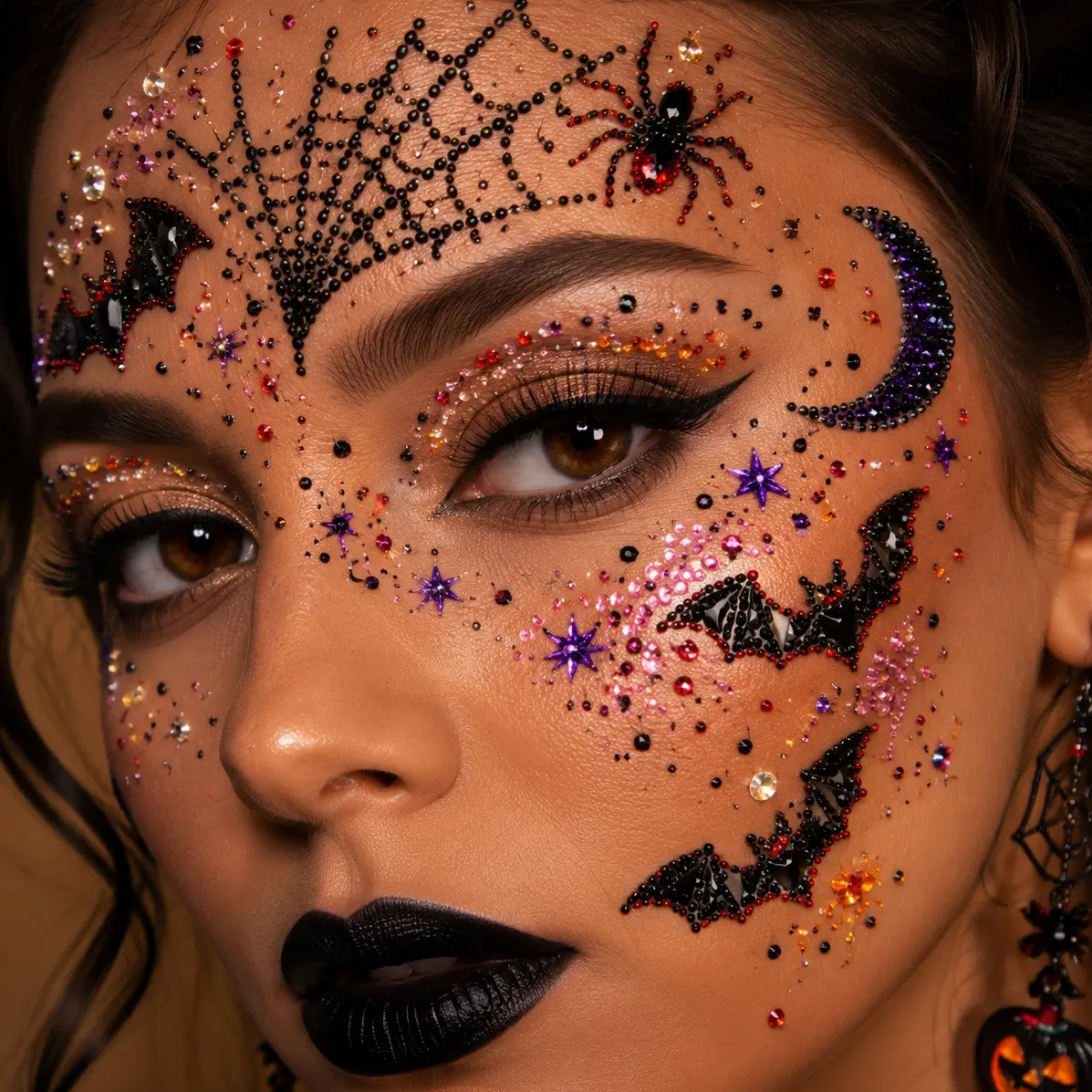 All-in-One Halloween Nail Charm Box, Assorted 3D Halloween Nail Decorations with Pumpkins, Ghosts, Skulls, Bats, Castles & Hundreds of Spooky Elements。 Easy to Use for Beginners, Halloween Birthday Gifts for Women。Nail Art Inspiration。Bedazzling Kit！Shiny