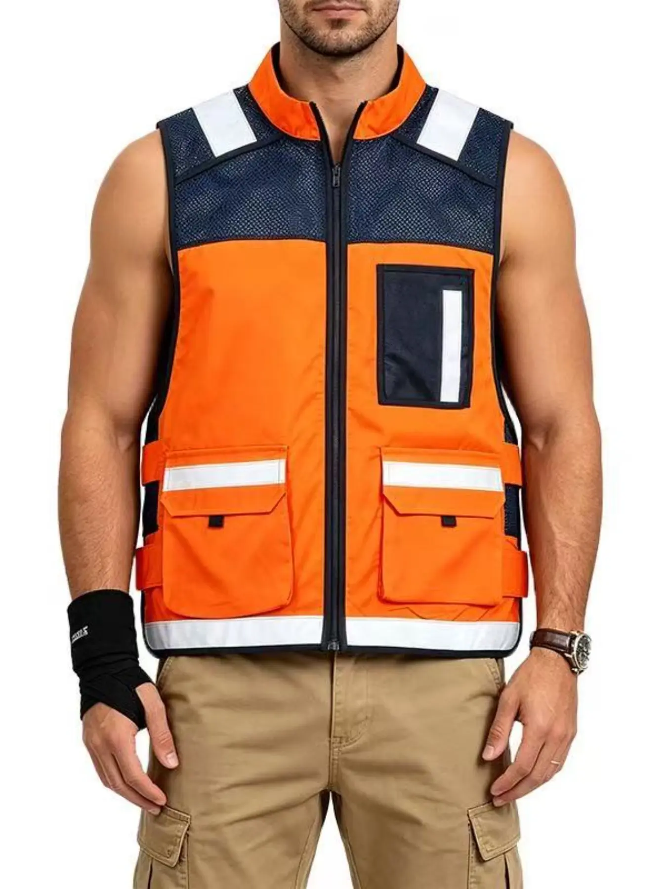 American Summer Commute Tactical Outdoor Men's Workwear, Reflective Emergency Vest, Patrol Jacket, Functional Street Sweeper Uniform, Security Vest