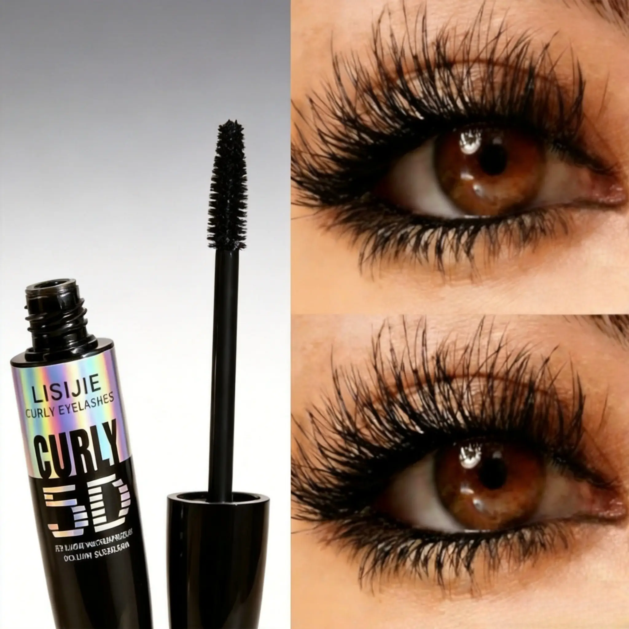 5D Stereo Full Mascara, Big Brush Coat Every Lash Separate Wild Eyelash Look, Non-clumping Waterproof All Day Wear Black Lash Mascara