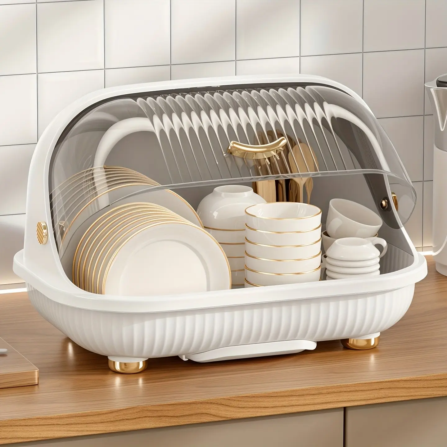 [Bowl Storage Rack] Kitchen Bowl Cabinet, Large Household Bowl Rack, Tableware, Dishes, Plates, Storage Rack, Chopsticks and Bowl Storage Box, Covered Draining Bowl Rack