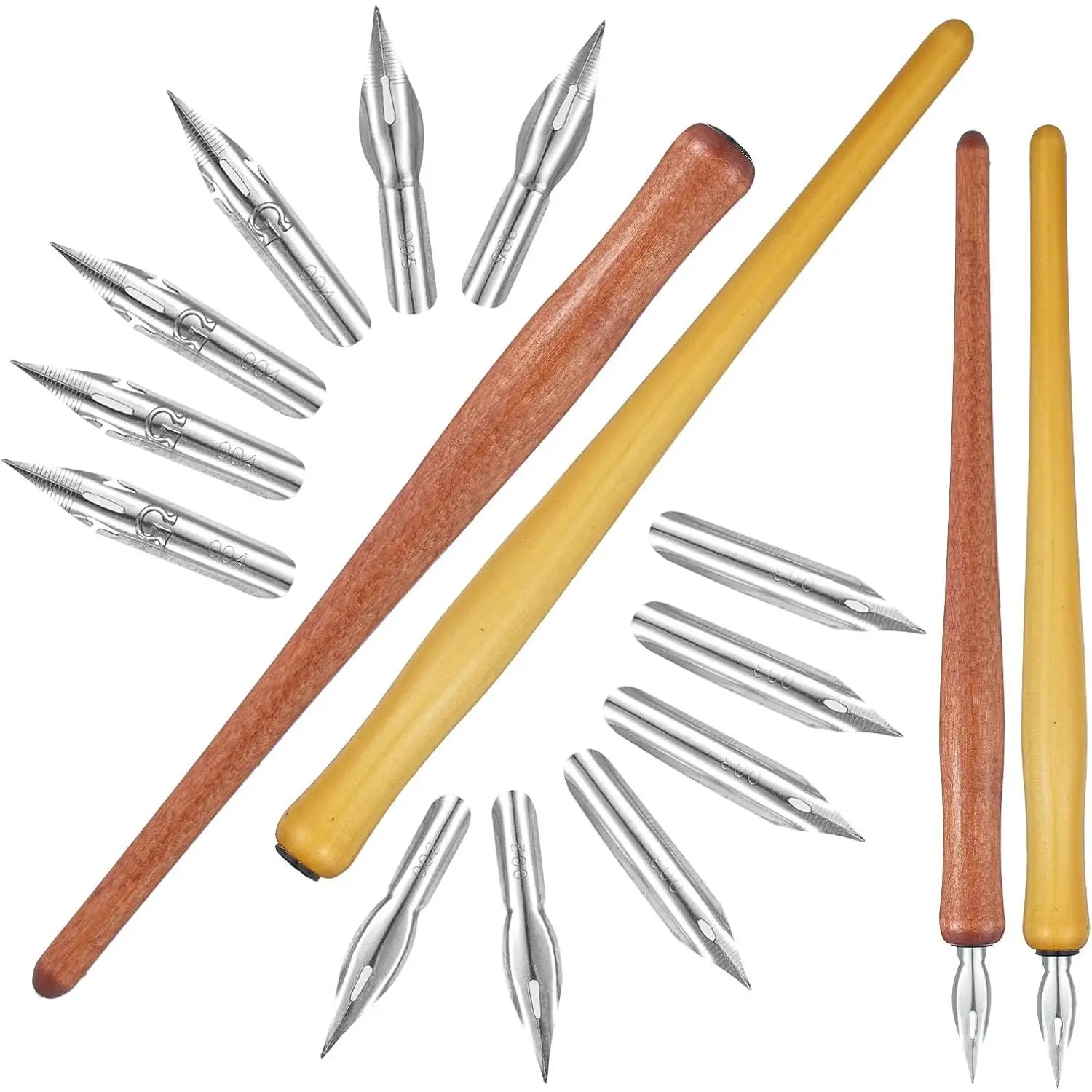 Dip Pen Set, calligraphy set,drawing pen Includes 2 Wooden Pen Holders and 12 Stainless Steel Nibs for Writing, Painting, Sketch, Signing