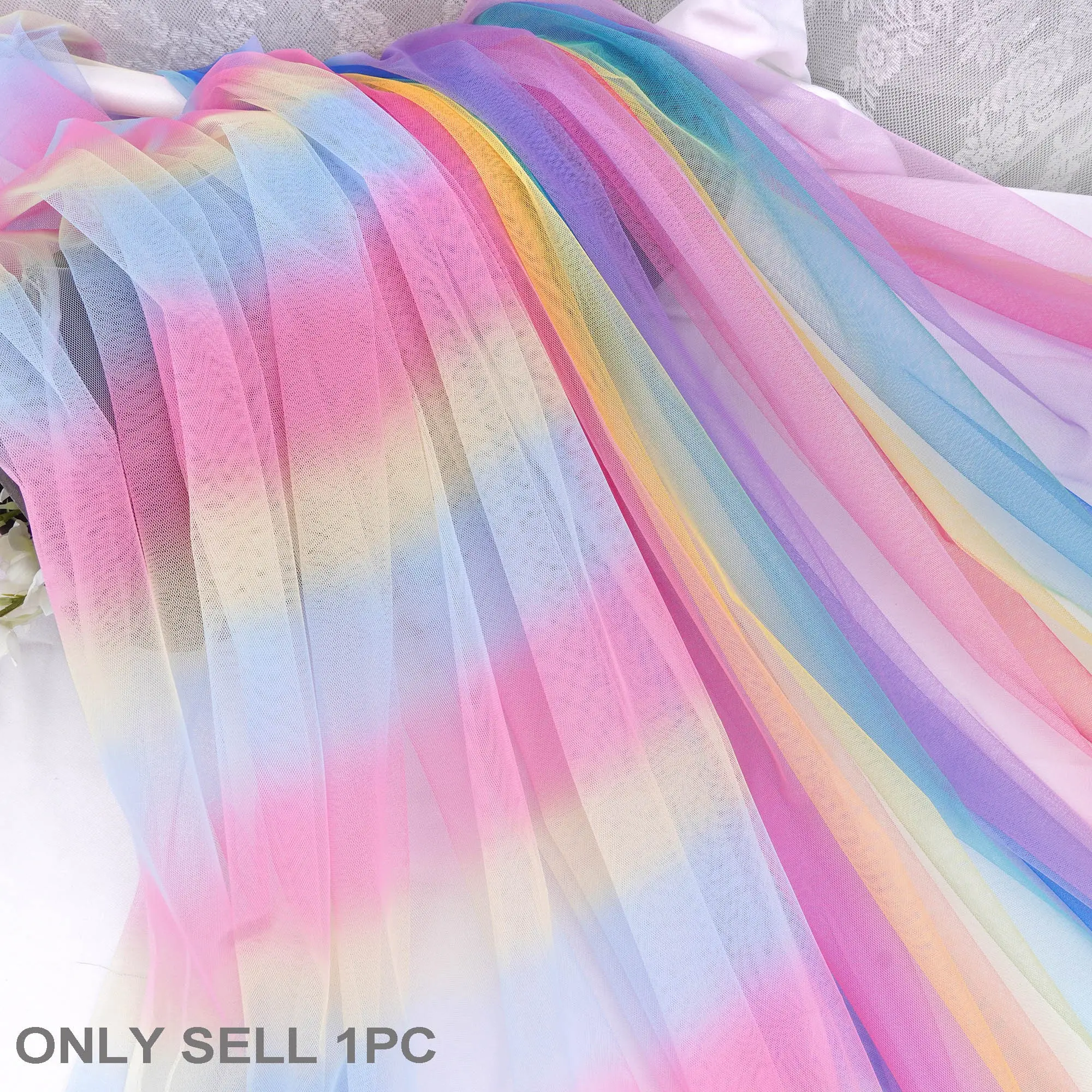 1/2/4yards Rainbow Gradient Tulle Fabric Rolls Sheer Tulle Ribbon Netting Fabric Rainbow Tulle Bolt Spool for Table Runner Tutu Skirt Sewing Crafts DIY Birthday Party Baby Shower Decorations