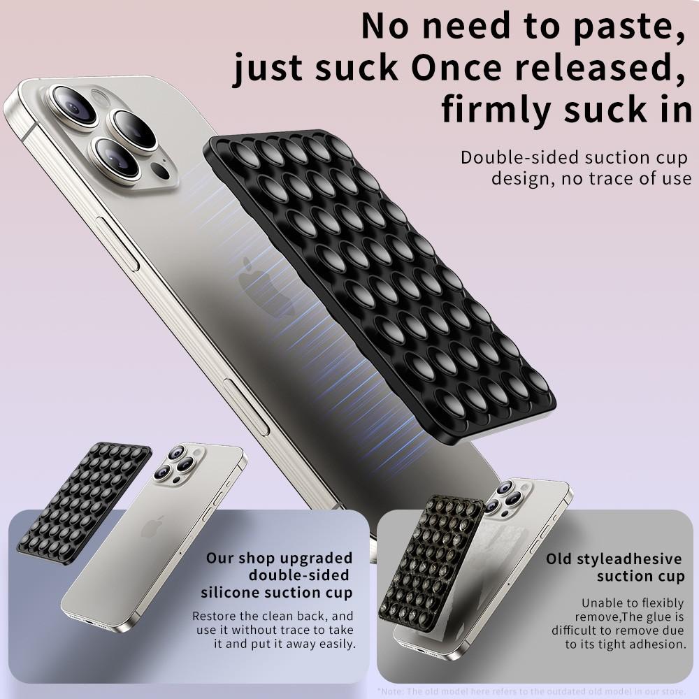 Silicone Suction Cup Double-Sided Holder for iPhone & Android, Strong Grip for Selfies & Videos, Non-Slip, Protective Smartphone Accessory