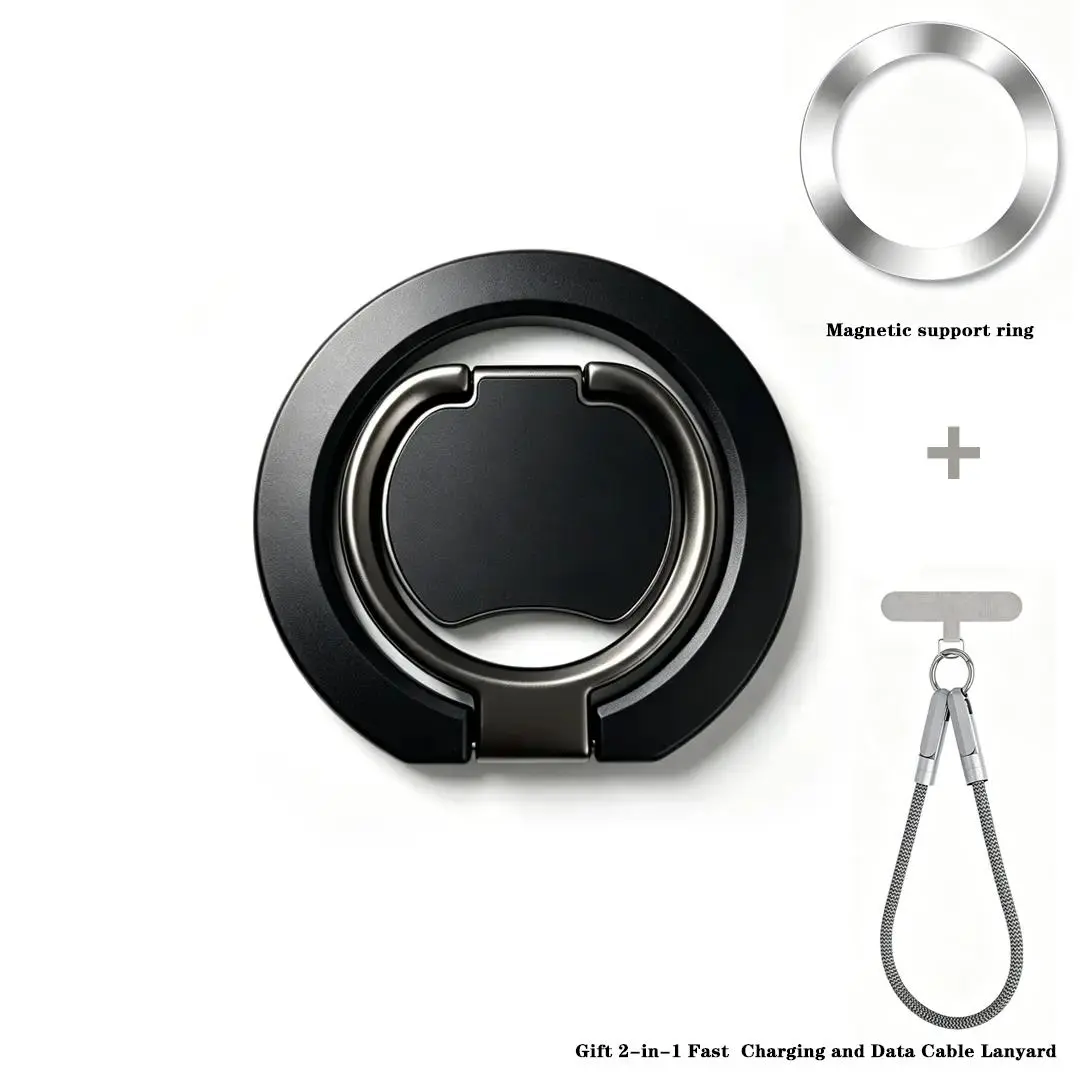 2-in-1 magnetic ring holder features 360° rotation, is compatible with all models, provides a secure grip.with strong magnets on both sides, it functions as both ring holder MagSafe-compatible stand | Gift 2-in-1 Fast Charging and Data Cable Lanyard