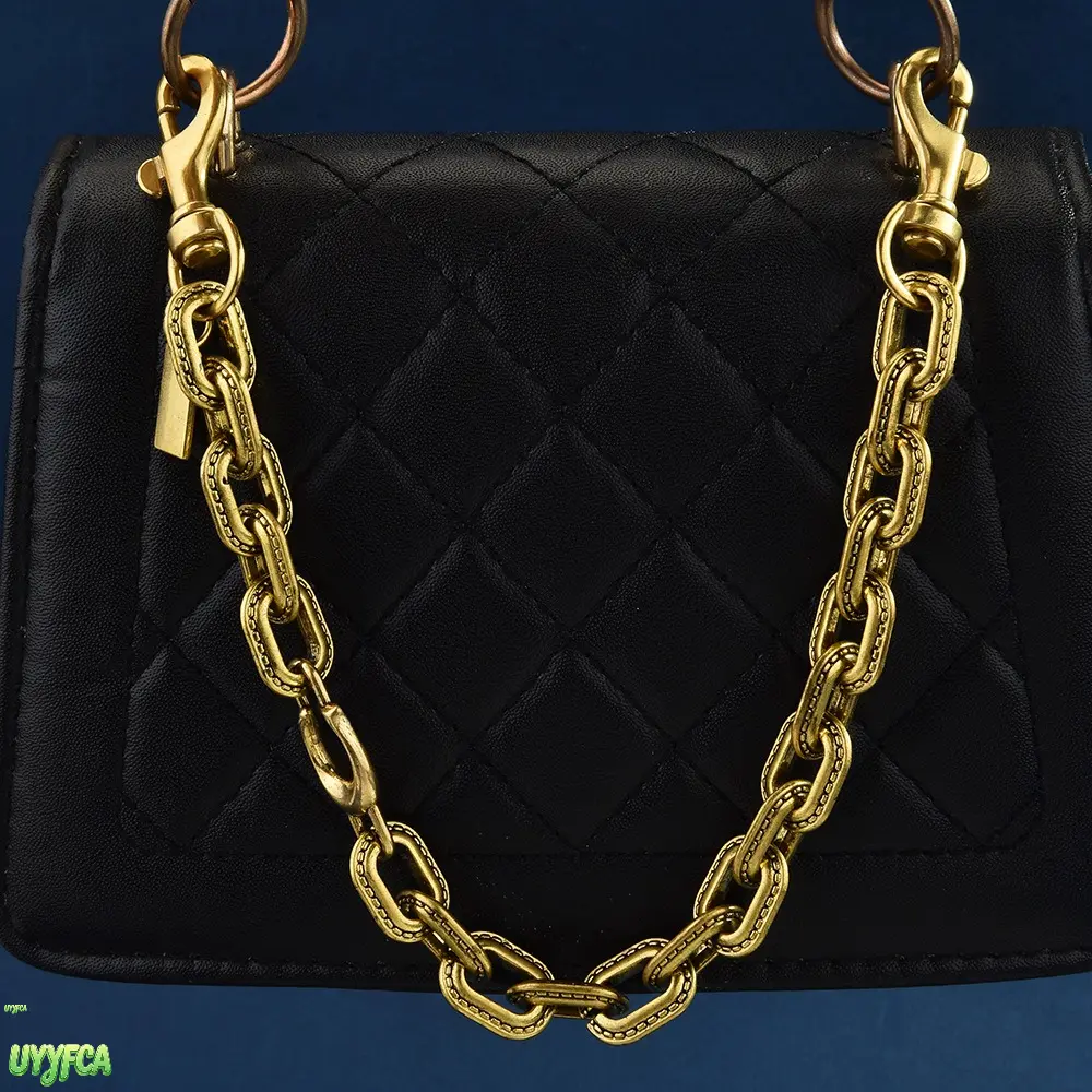 Retro Embossed Chain Strap with Antique Finish, Lightweight Zinc Alloy Replacement Top Handle for Mini Purses & Clutches, Detachable DIY Bag Accessory, A