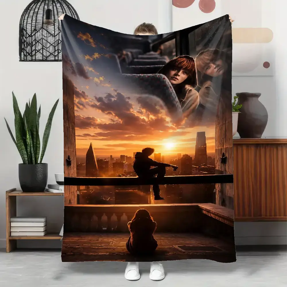 Oversized Queen Size Spider-Man 4 New Day Flannel Throw Blanket for Men Boys, Sunset City Superhero Fan Art Print Soft Warm Cozy Blankets for Bed Bedroom, Lightweight for Travel Office Nap, Christmas Gift for Superhero Movie Fans