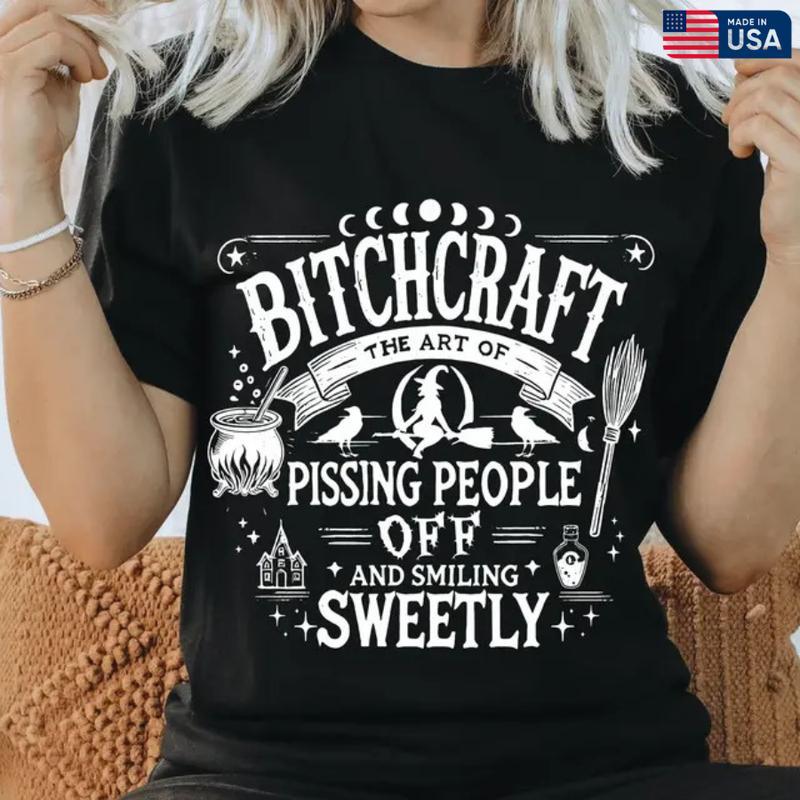 Bitchcraft Adult Humor Halloween Shirt. Casual Everyday Softstyle Halloween Unisex T-Shirt.