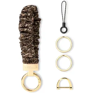 Keychain Wristlet, Stretchy Key Chain for Car Keys with D ring, Cute Scrunchie Wrist Bracelet for Women Men