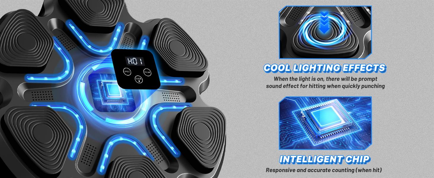 Music Boxing Machine for Kids and Adults, Wall Mounted Bluetooth Punching Trainer with Boxing Gloves, Intelligent LED Boxing Target Workout Machine for Teenagers Boys Girls