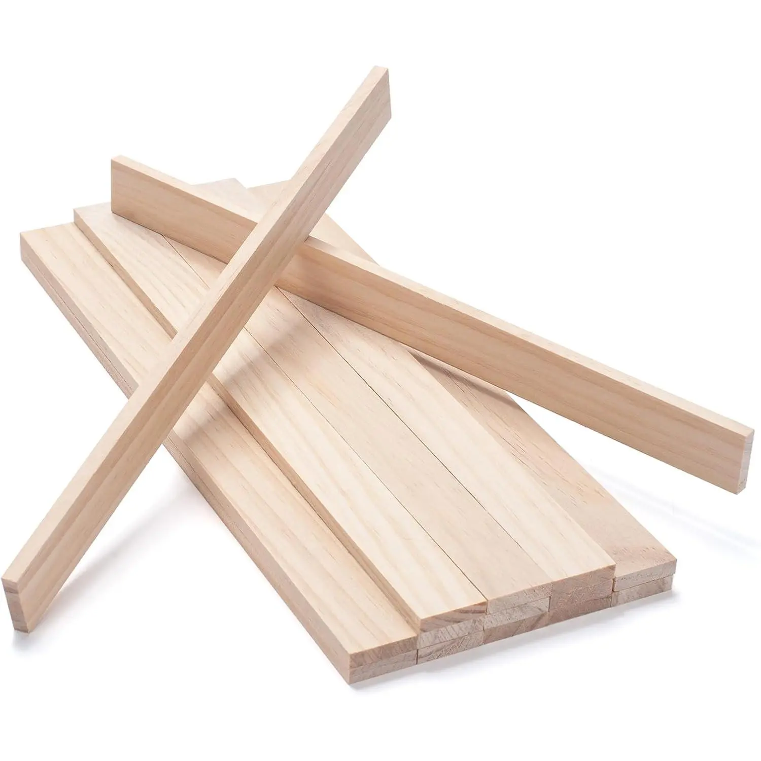 Wood Strips Slats Wooden Dowels for Crafts 1/4" × 1" × 12", 15 PCS Wood Trim Flat Lumber Boards Square Dowel Rods Wooden Sticks for Crafting, Woodworking, Model Making, Crafting Rods, Square Dowels