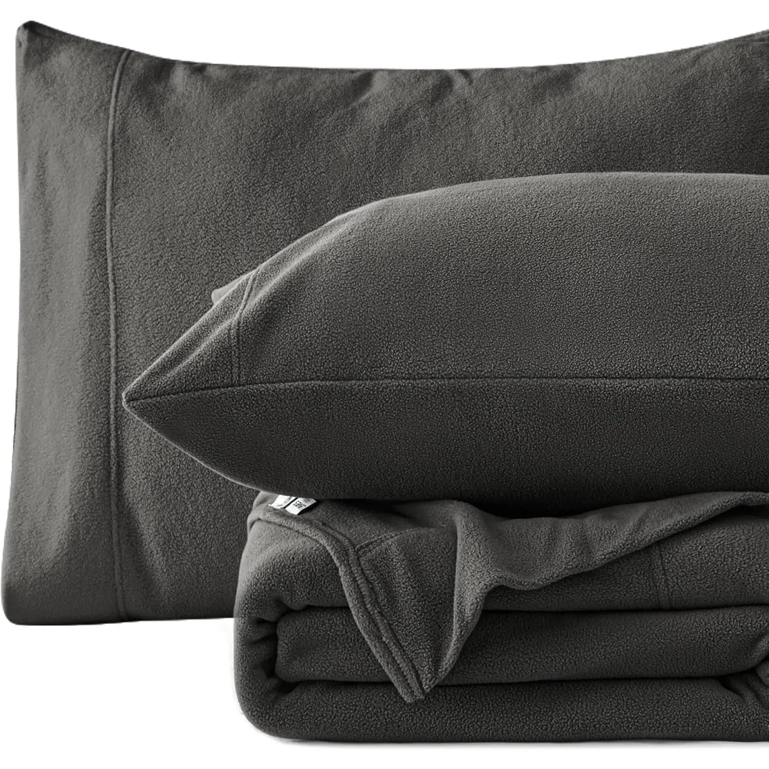 Fleece  Sheet Set - 3 count Dark Grey Super Soft Plush  Fleece Bed Sheets Set with 16" Deep Pocket,Cozy Warmth for Cold (1 Flat Sheet,1 Fitted Sheet,1 Pillow Case)