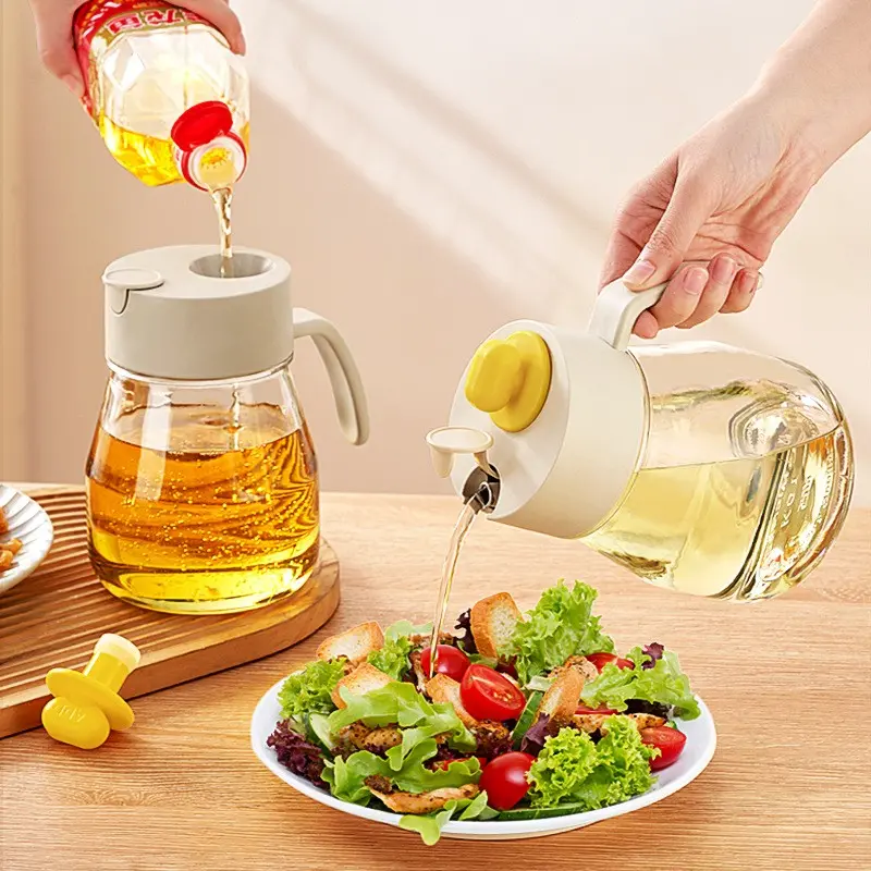 Kediikcos 470ML Glass Oil Sprayer, 2-In-1 Kitchen Oil Bottle, Semi-Manual Design, Non-Lead Crystal Glass, Home Use, Food Grade