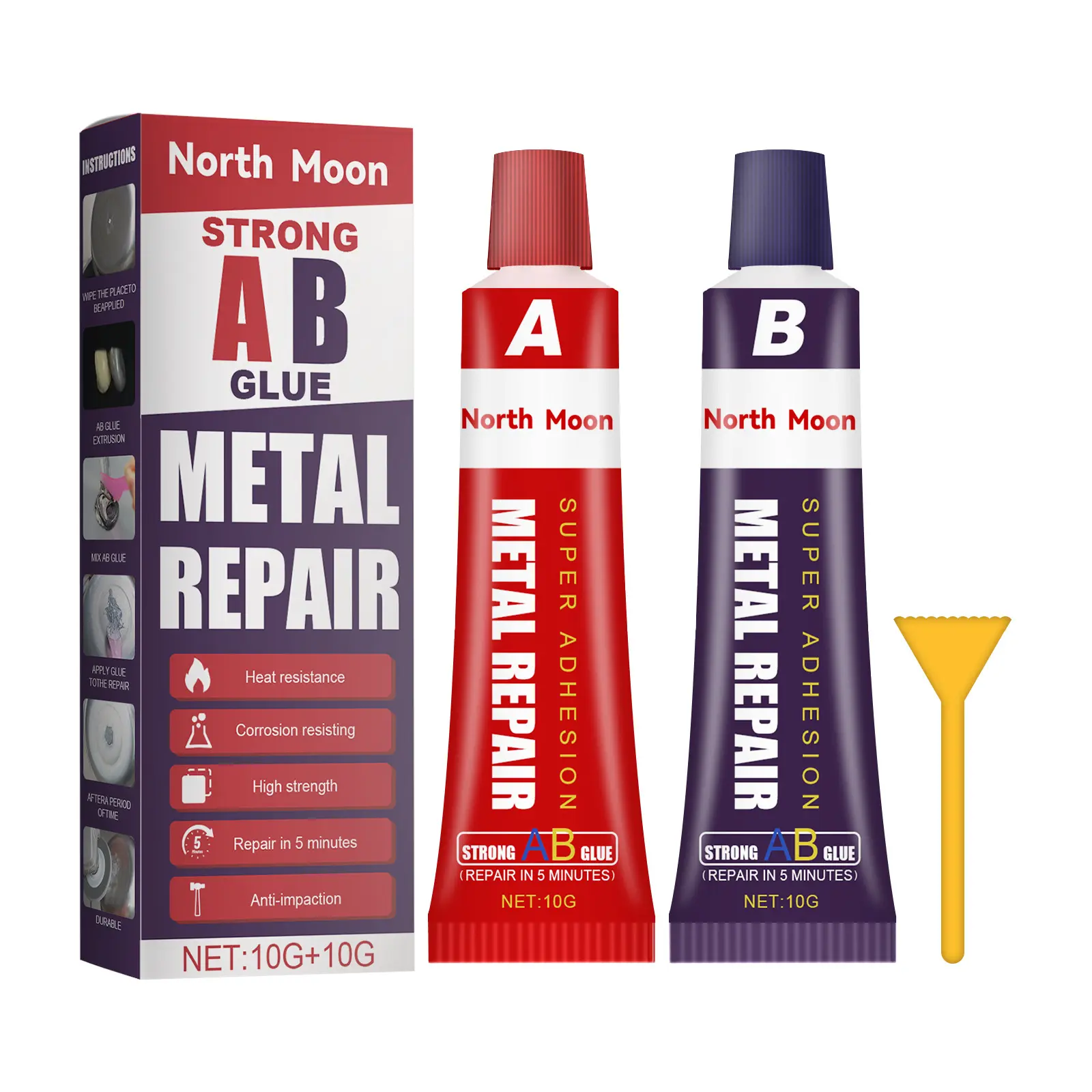 AB Casting Adhesive Set - Industrial Resin Mix Repair Glue with Silica Powder Metal Fixer, Heat-Resistant, High Temperature Resistant, Insulating for Home Essential Equipment Parts & Tank Repair Supplies