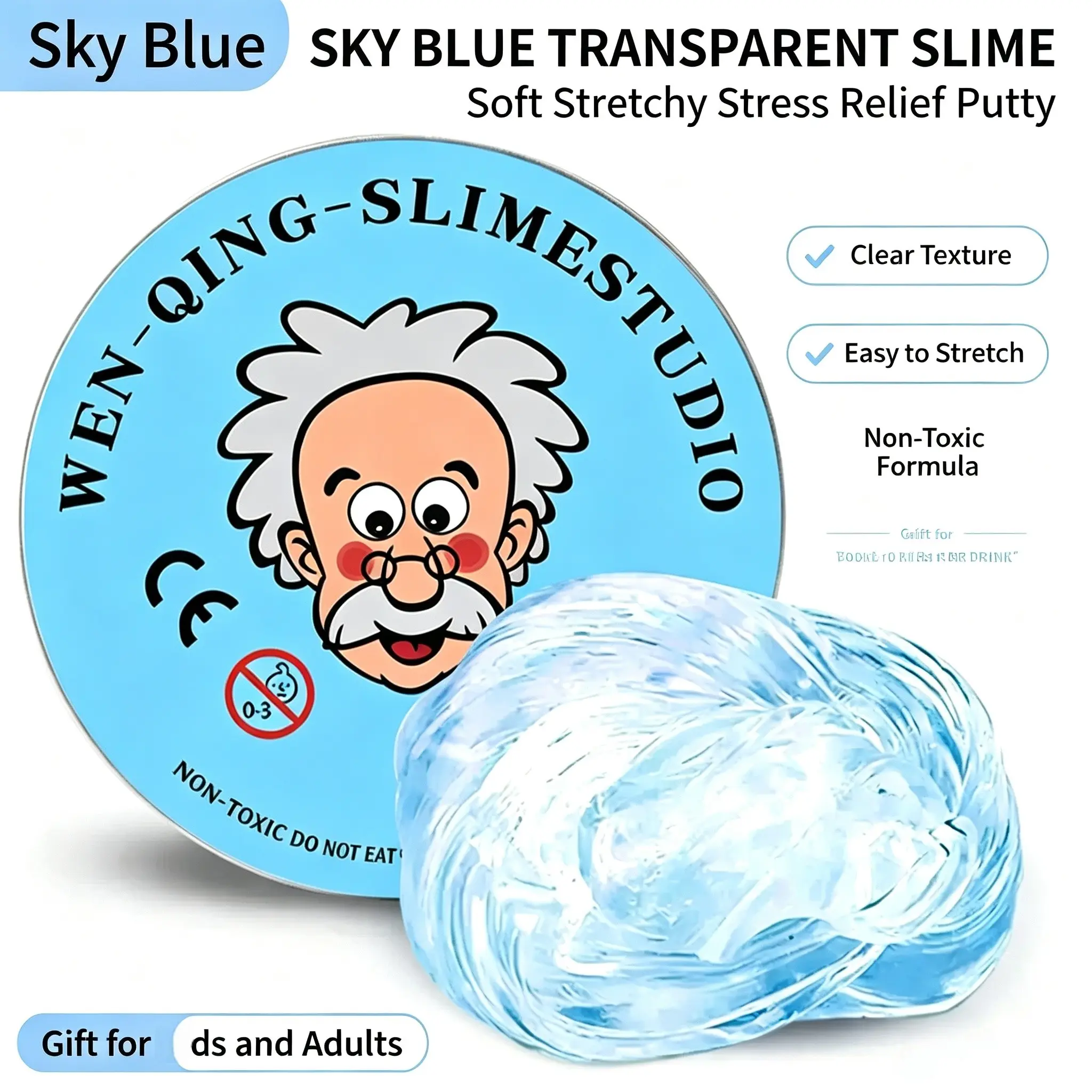2026 New Einstein Metal Tin Transparent Jelly Clay, Chameleon Color Changing Glitter, Non-Toxic Stretchable Stress Relief Toy, DIY Crystal Jelly Craft Kit