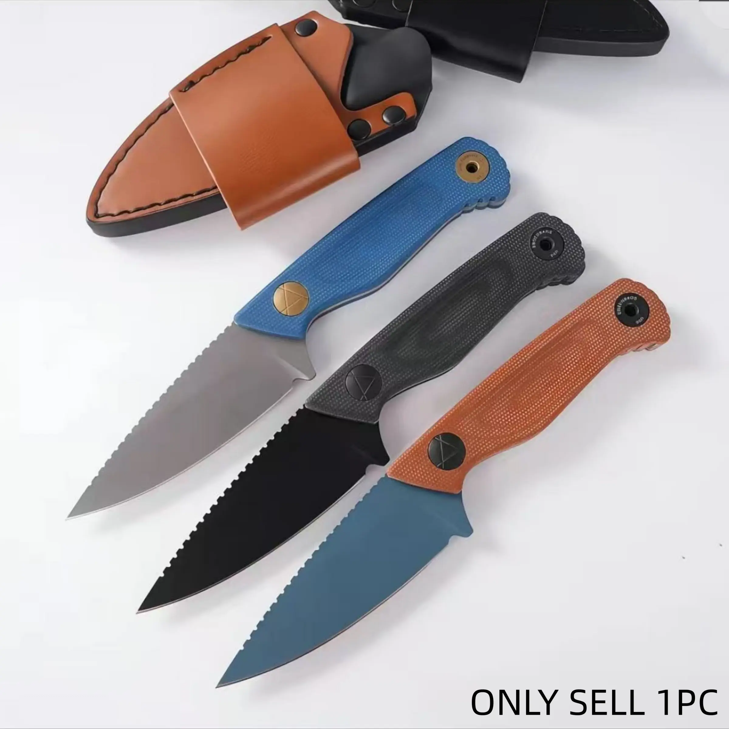 1pc 203 Straight Knife with Sheath, Camping Blade, Multi-Functional Lightweight Edc Pocket Tool, Fruit Knife, Dinner Knife, Camping Fishing Gift
