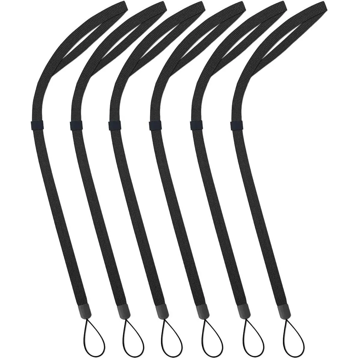 Lanyards Adjustable Black 6 count for Walkie-Talkie,Cruise,,Pen | Flat Braided Lanyardc for Phone,id Badges Holder,Office