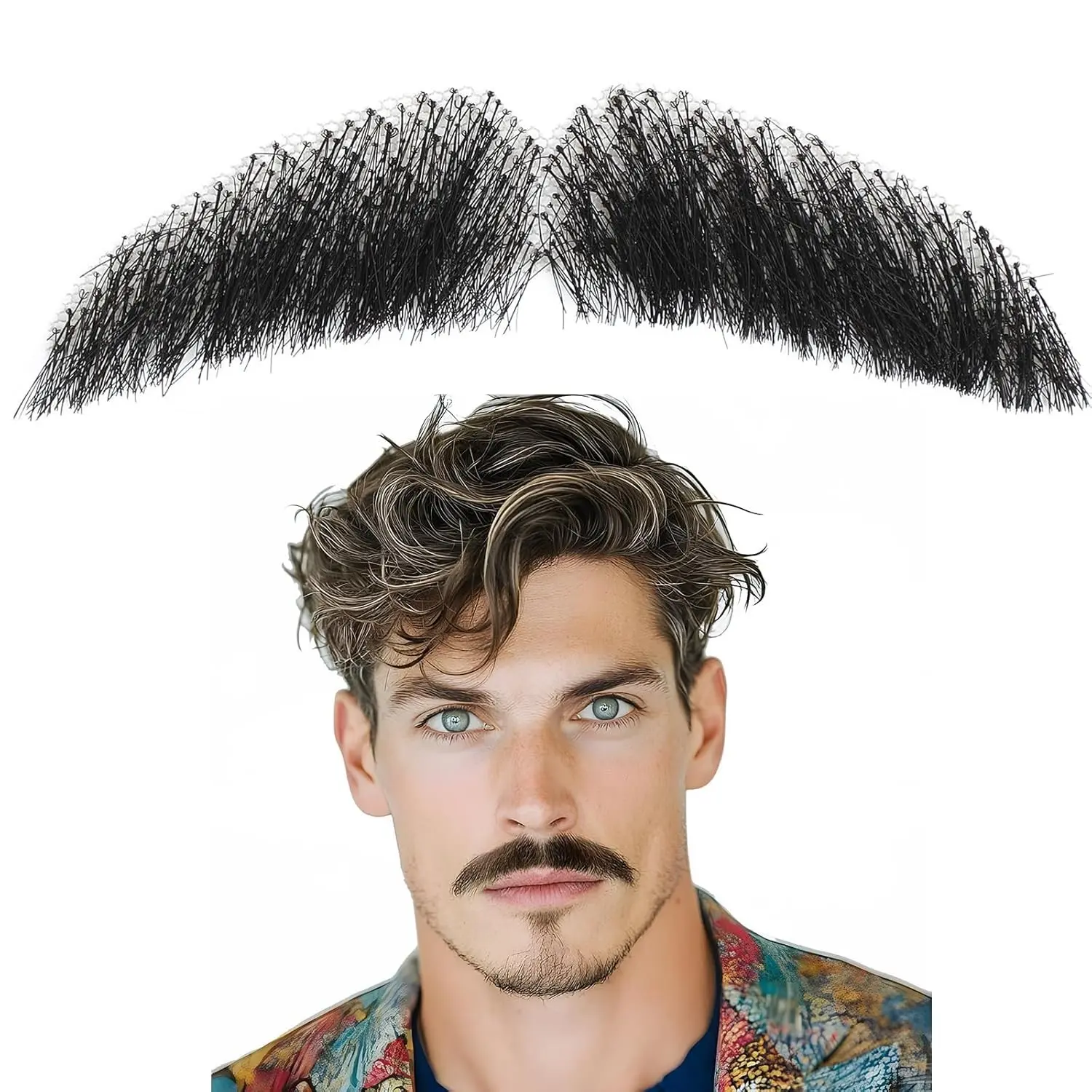 Handmade Braided Fake Mustache for Daily Wear, Festival Party Props, Face Decoration, Cosplay, Halloween, Christmas, Anime Costume, Accessories