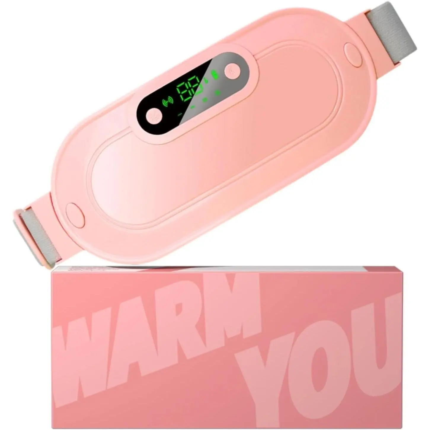 Heating Pad for Period Cramps, Portable Cordless Fast Heated Pad, Electric Belly Wrap Belt with 3 Heat Levels & 4 Massage Modes, Menstrual Back Belly Pain Relief Warm Gifts for Women Girls (Pink)