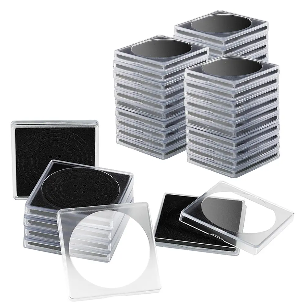 30Pcs Clear Coin Collection Holders with Sponges 17.5-40mm Coin Capsules Morgan Silver Dollar Coin Snap Holder Protectors for Collectors