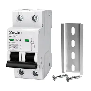 AC Miniature Circuit Breaker 2 Pole 32A (MCB),120V/240V 50/60Hz DIN Rail Mount Breaker, Compatible with Grid-Tied Solar Systems, RV & Home Circuits(C32A)
