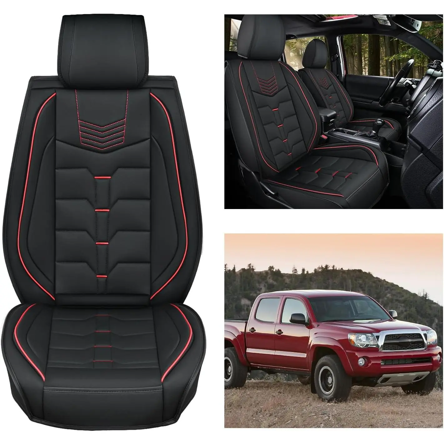 Nilight Car Seat Covers Compatible with 2005-2024 Tacoma Waterproof Wear-Resistant Leather Anti Slip Cushion Front Set (2PCS Front Seat Cover), Car Seat Protectors, Auto Seat Covers