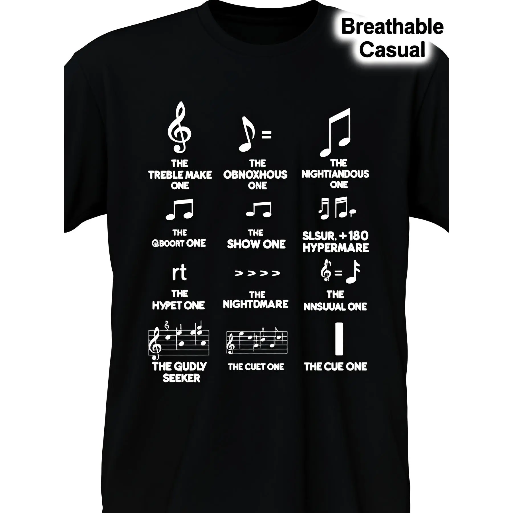 Men'S Funny Music Note Tshirt with Song Lyrics Musical Terms (Treble Clef Chord Charts) Preshrunk Breathable Short Sleeve Tee for Musicians Casual Wear (S3XL) Music Lover Giretro Casual Short-Sleeved T-Shirt with a Round Neck And Printed Pattern