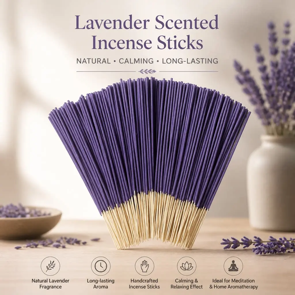 Lavender Scented Incense Sticks 22cm, Relaxing Aromatherapy Bamboo Stick Incense Box, Natural Calming Home Fragrance for Meditation Yoga, Long-Lasting Stress Relief Air Freshener, Spiritual Healing Healing Supplies for Bedroom Living Room