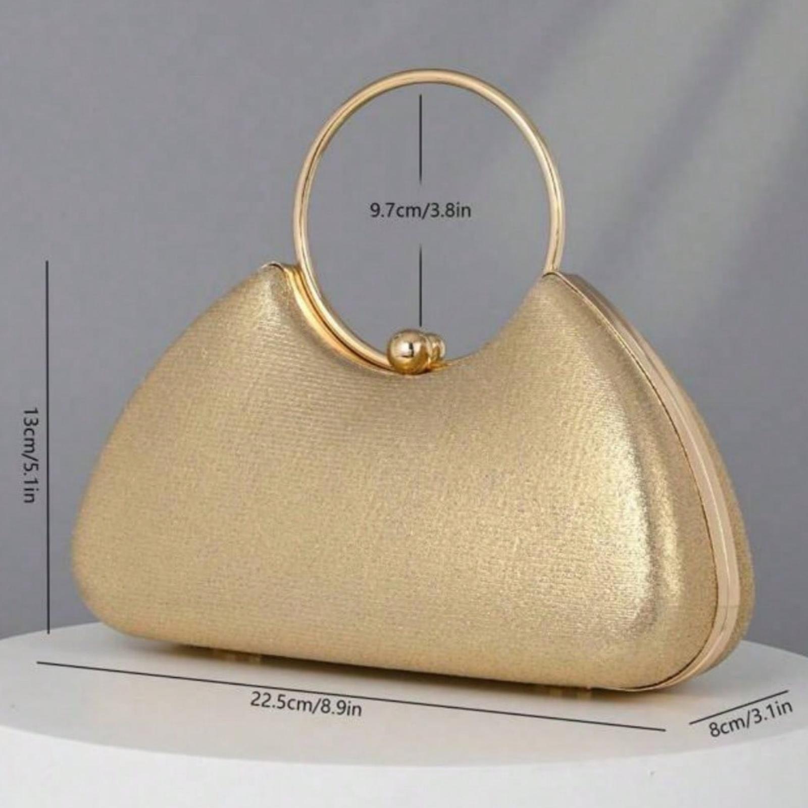 Casual Rhinestone Decor Clutch, Golden Purse Handbag Bucket Bag Evening Bag, Small Crossbody, Dinner Bag, Quiet Luxury Rhinestone Shoulder Bag for Party Girl, Exquisite Woman, Bride Dinner/Banquet Christmas Party Dress