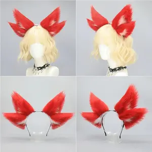NEW Cosplay Fox Ears Headband Red Fox Charm Simulation Animal Ear Ancient Style Nine Tailed Fox Anime Halloween Accessories