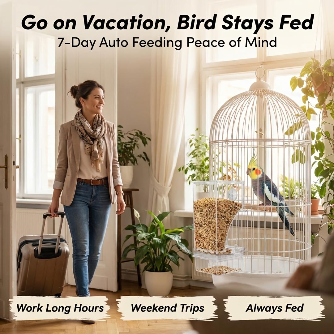 Transparent Bird Feeder, Automatic Spillproof Durable Easy to Clean Acrylic, Seed Mixture Dispenser for Cage, Suitable for All Birds, Outdoor Bird Feeder, for Parrot User Outside