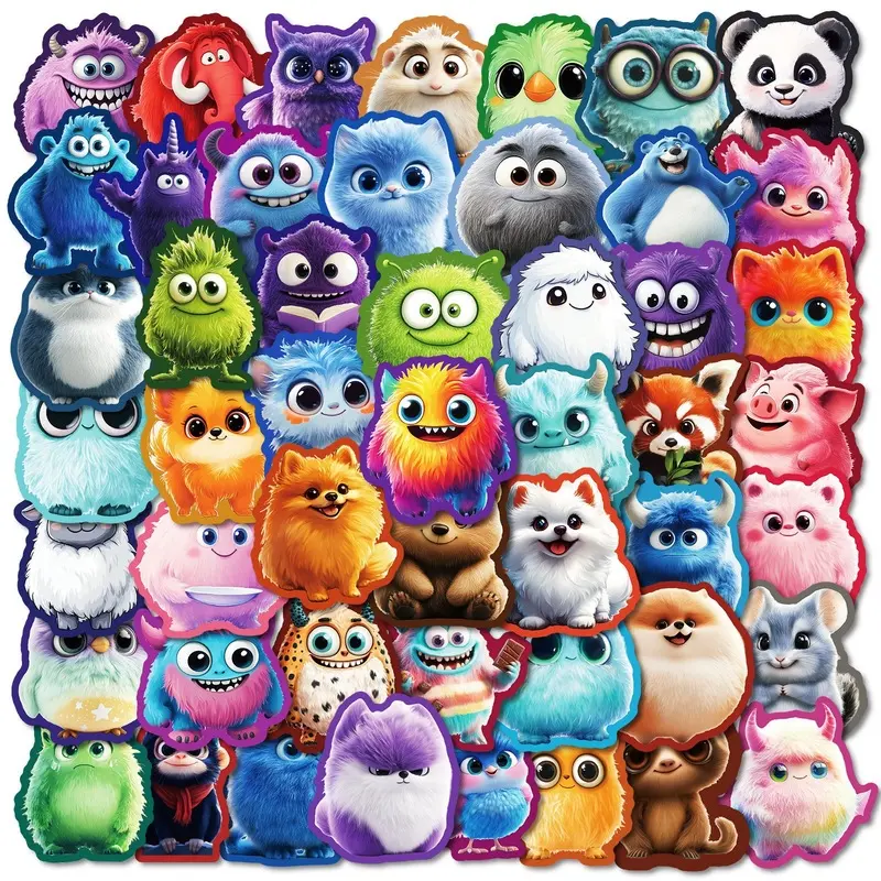 50 cute fluffy doll series doodle stickers for decorating phone cases