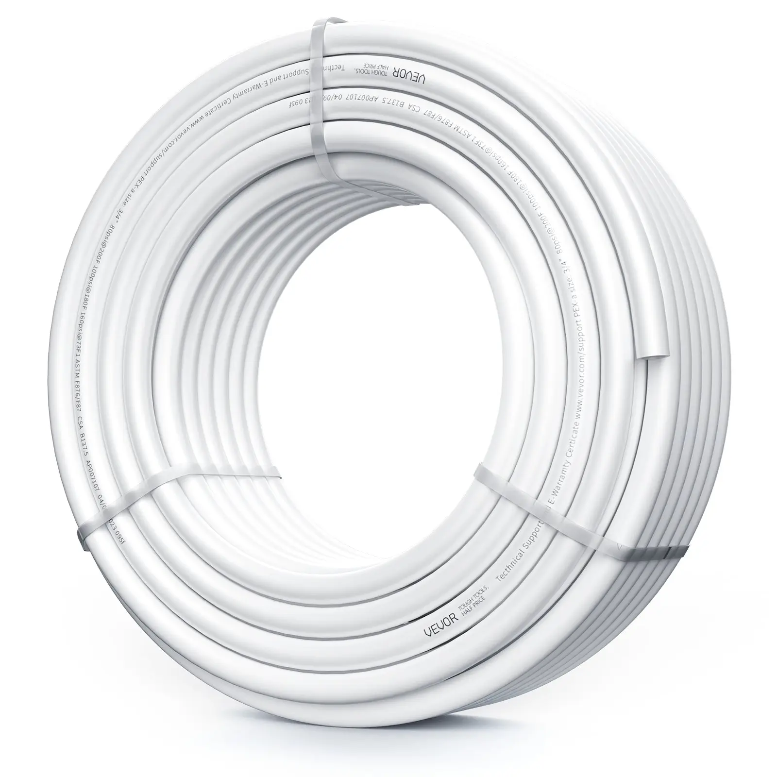 VEVOR PEX Pipe 3/4 Inch, 100 Feet Length PEX-A Flexible Pipe Tubing for Potable Water, Pex Water Lines for Hot/Cold Water Easily Restore, Plumbing Applications with Free Cutter, White
