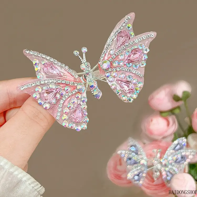 Viral Fairy Whimsical Movable Fluttering Butterfly Side Hair Clips For Little Girls, Dainty Flyaway Hair Barrettes, Cute Kids Hair Accessory For Daily Wear Birthday Party Photoshoot Outfit Styling