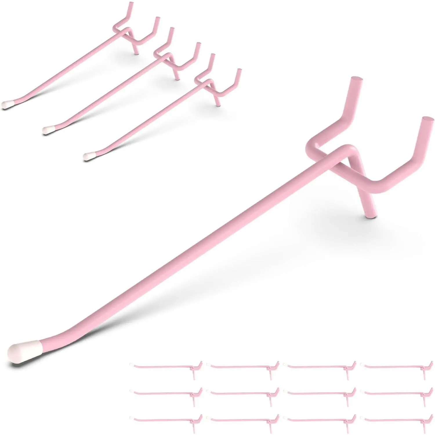 50 Pack 4 Inch Pink Pegboard Hooks with Rubber Tips | Fits 1/8 and 1/4 Inch Pegboards, 20 lb Capacity Metal Hangers for Craft Room, Nursery, Garage and Retail DisplayGift
