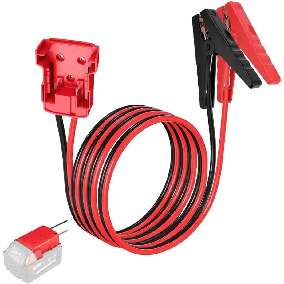 Milwaukee M18 Compatible Copper Wire Jump Starter Clamp Set, 8AWG 6FT-1.3FT 12-24V 18V Insulated Grip Tool, High Safety ABS Plastic, 200℃ Wire Resistance for Mid-Size Car Light Jump Starting, Copper Wires, Mid-Size Cars