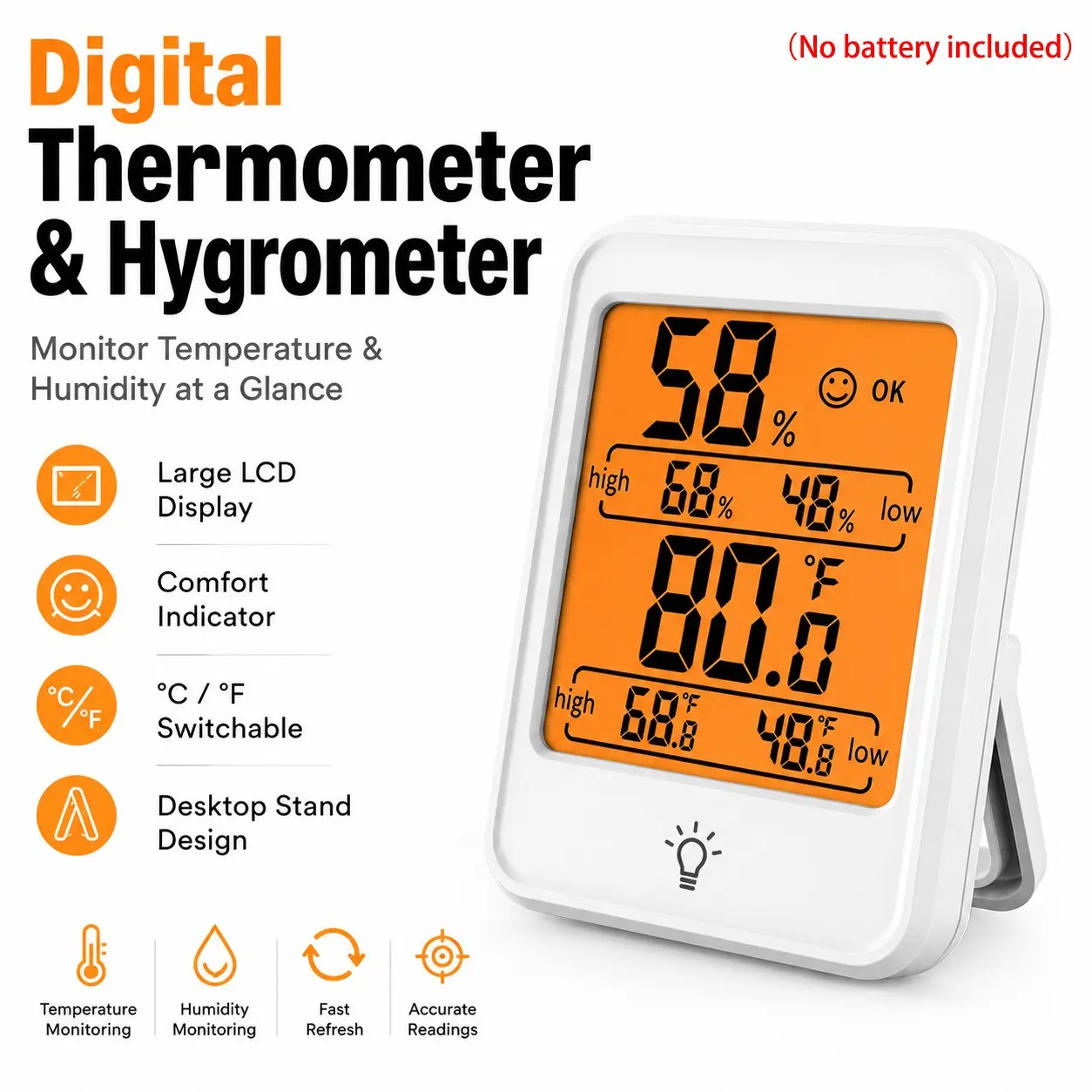 Mini Portable Digital Hygrometer and Thermometer with LCD Screen for Home Use