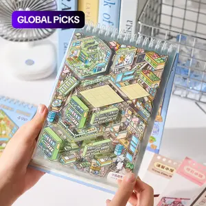 Miniature Business Town Scene Sticker Book, 49pcs/set DIY Decorative Sticker Book, Scrapbooking & Journal Making Material Paper, Birthday Gift, Sticker Album