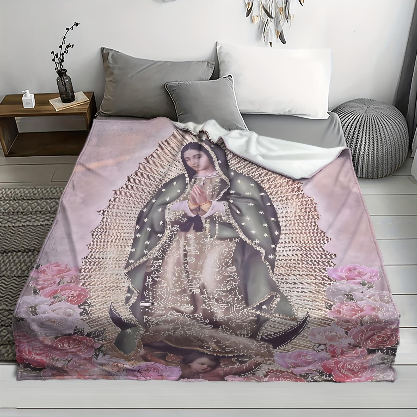 JOOCAR Virgin Mary Print Blanket Soft and Warm Suitable for Home Sofa Bed Office Outdoor Camping