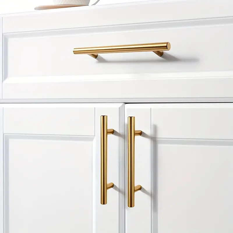 10-Pack Gold Stainless Steel Cabinet Handles - 5.9"/7.8" Brushed Arched Handles, Suitable for Kitchen Drawers, Includes Mount