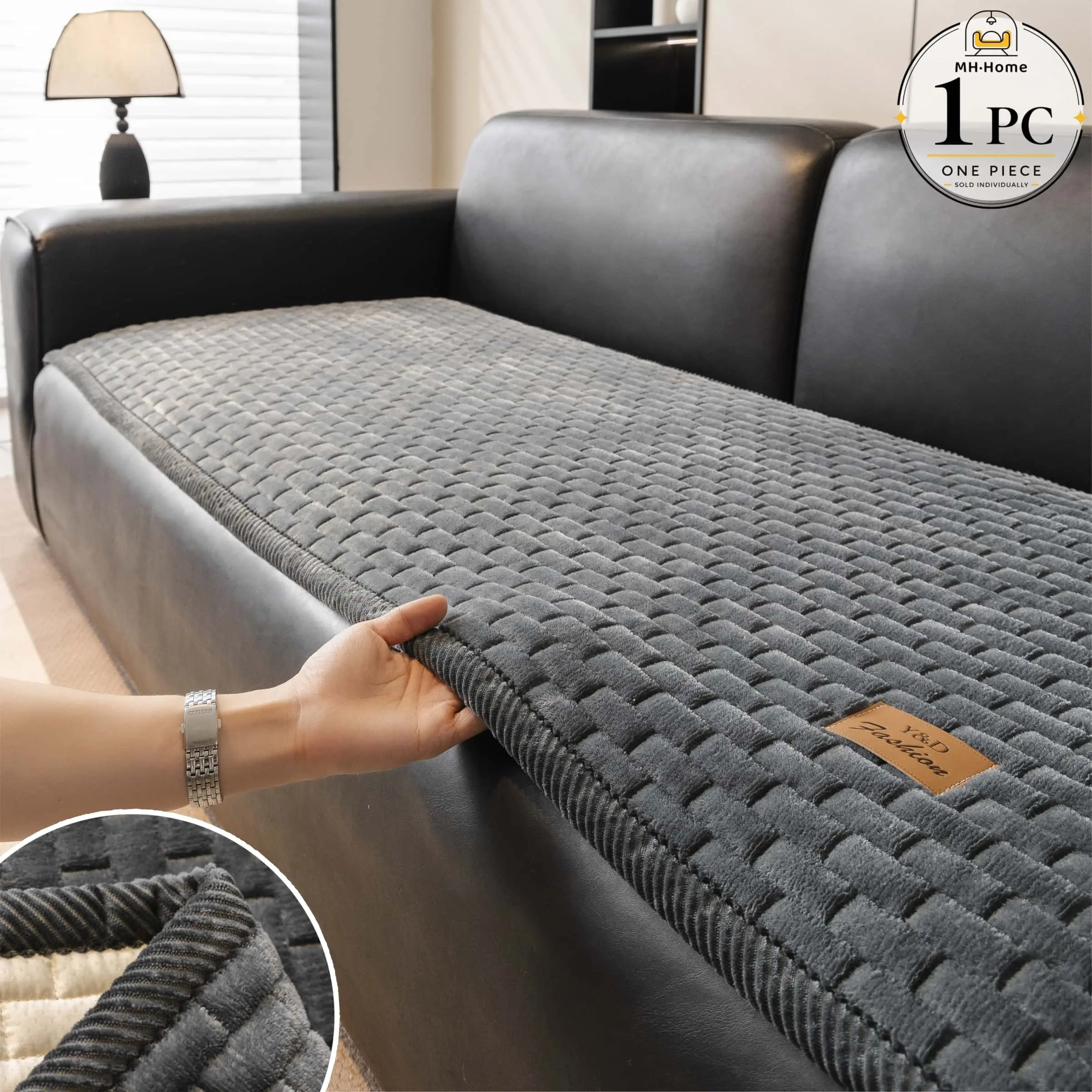 Plush Sofa Cover, Pet-Friendly Furniture Protector, Reusable Couch Protector, Multi-Color Soft Textured Couch Seat Pad, Non-Slip Machine Washable Sofa Cover for Sectional, Loveseat, Armchair & 1-4 Seater Couch