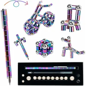 Fidget Toy Pen for Men Teens - Cool Gadget for Women Adults Polar Magnet Metal Tube Pen with Stylus & Refills, ADHD Anxiety Relief Desk Toys for Office Workers, Creative Gift Set for Teen Boys Girlsfidget toys