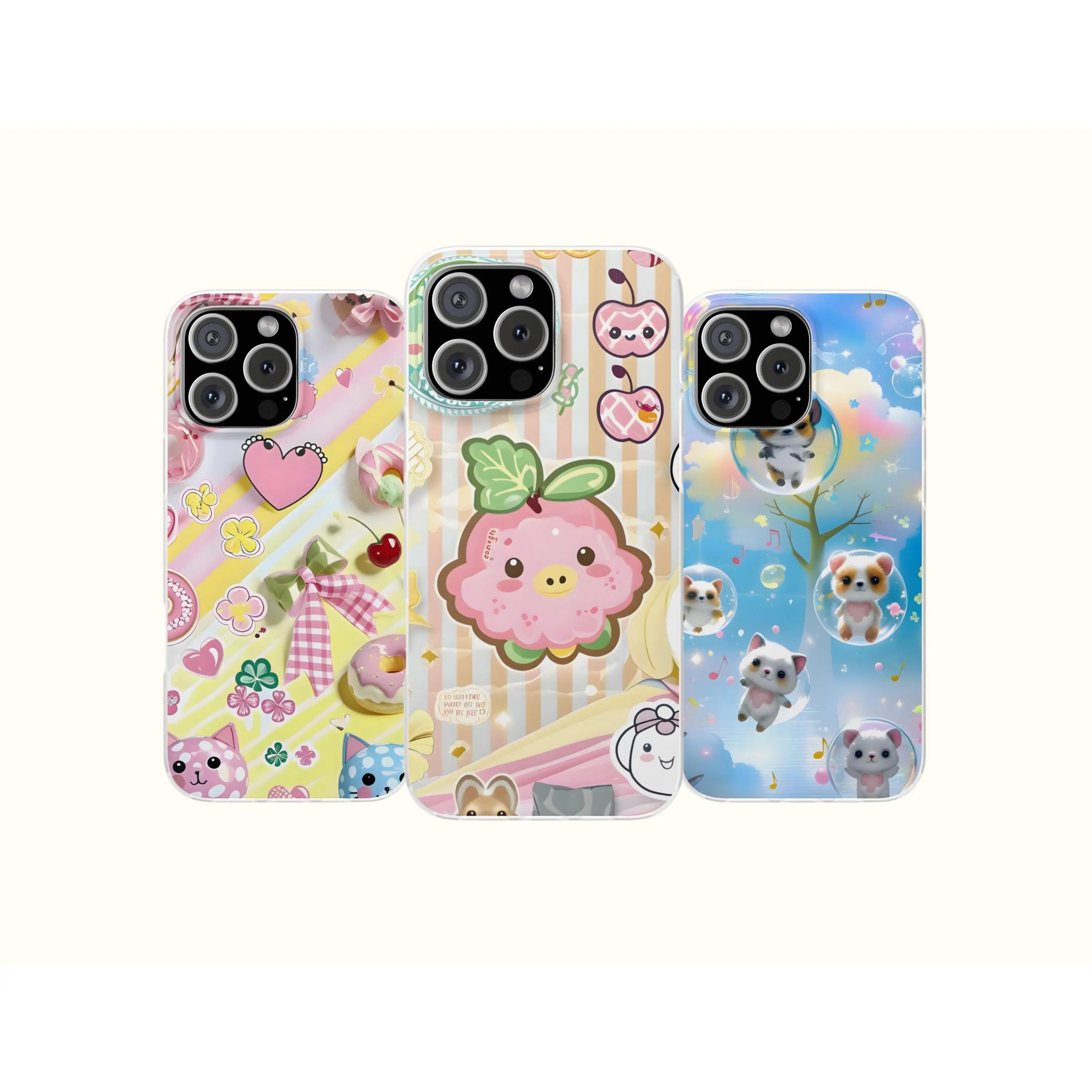 Cutecore Phone Case, Kawaii Pink Coquette Ribbon Pattern Pastel Cover Suitable for iPhone 17-11 Pro Max/Plus and  Samsung Galaxy S23-25