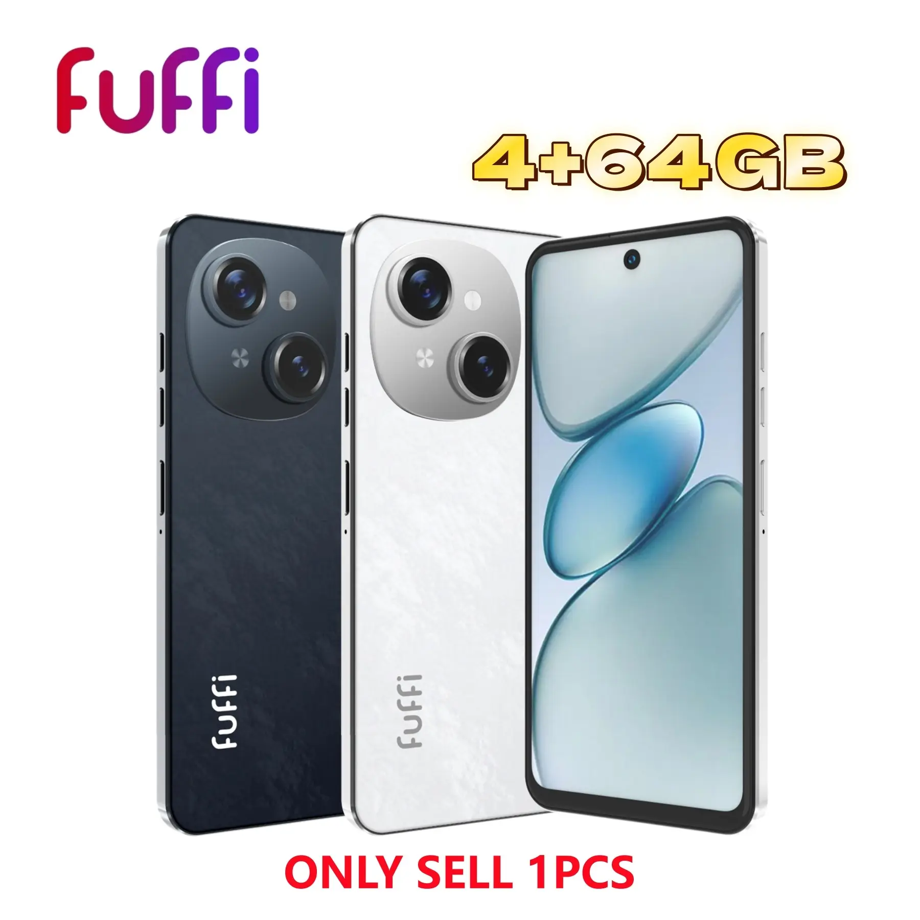 FUFFI Smartphone with 6.56-inch HD Display, 4GB RAM, 64GB ROM, Global 4G Network, Dual SIM Standby, 3800mAh Battery, 5MP + 13MP Camera, Running Android 12