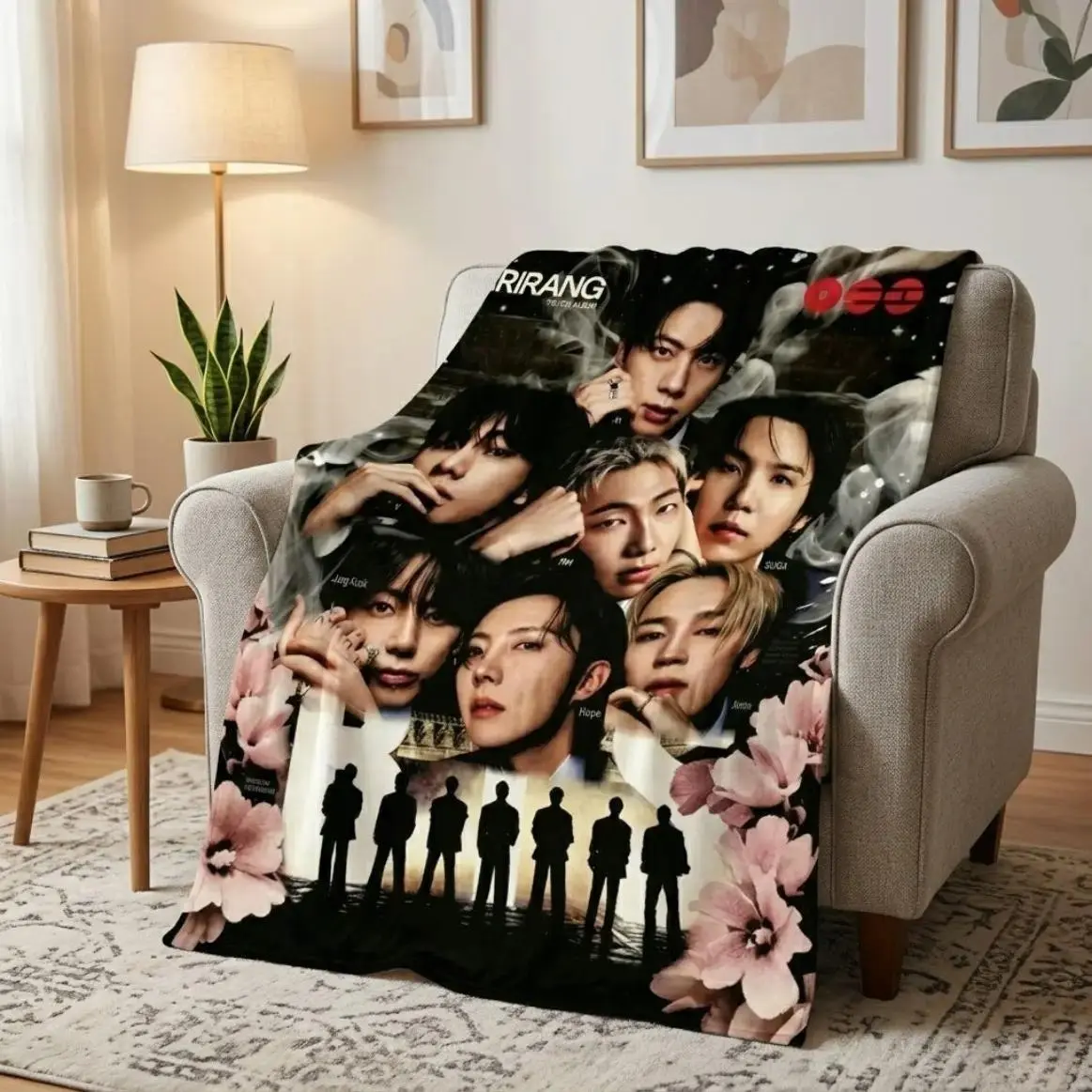 Arirang Blanket Soft Throw for Adults And Children, New Album WouldTour Plush Cozy Warm Flannel Blanket, Bed Sofa Living Room Travel Home Decor Gift.anime manga blanket fan