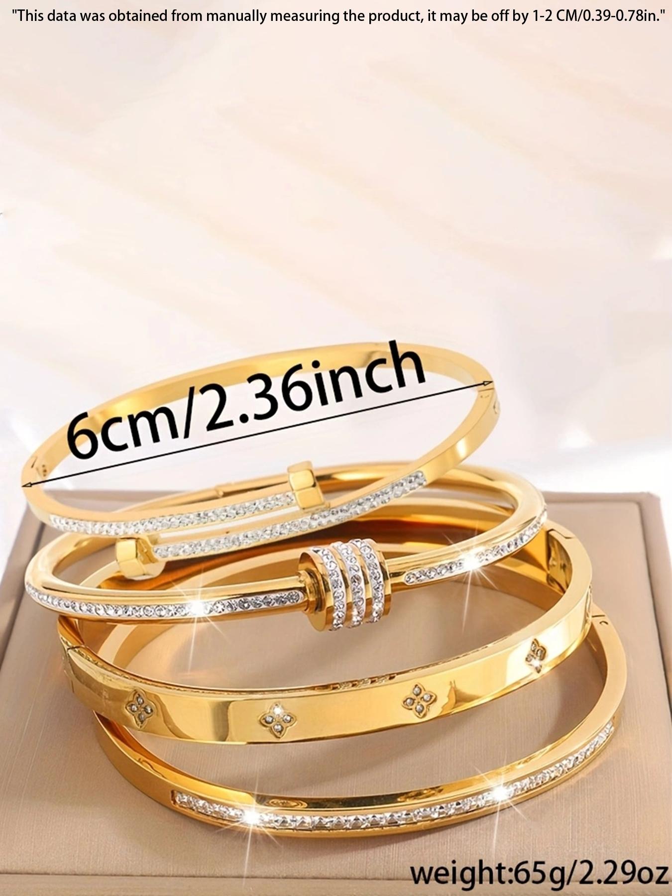 4-piece Elegant Trendy Bangles Bracelet Set, Lightweight Stainless Steel Fashionable Exquisite Trendy Bracelet for Daily Wear, Perfect for Holidays and Gifts